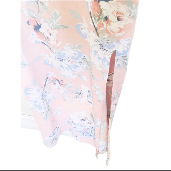 REVAMPED Floral Print Camisole Strap Maxi Dress With Side Slit Blush Pink Small - Picture 11 of 12
